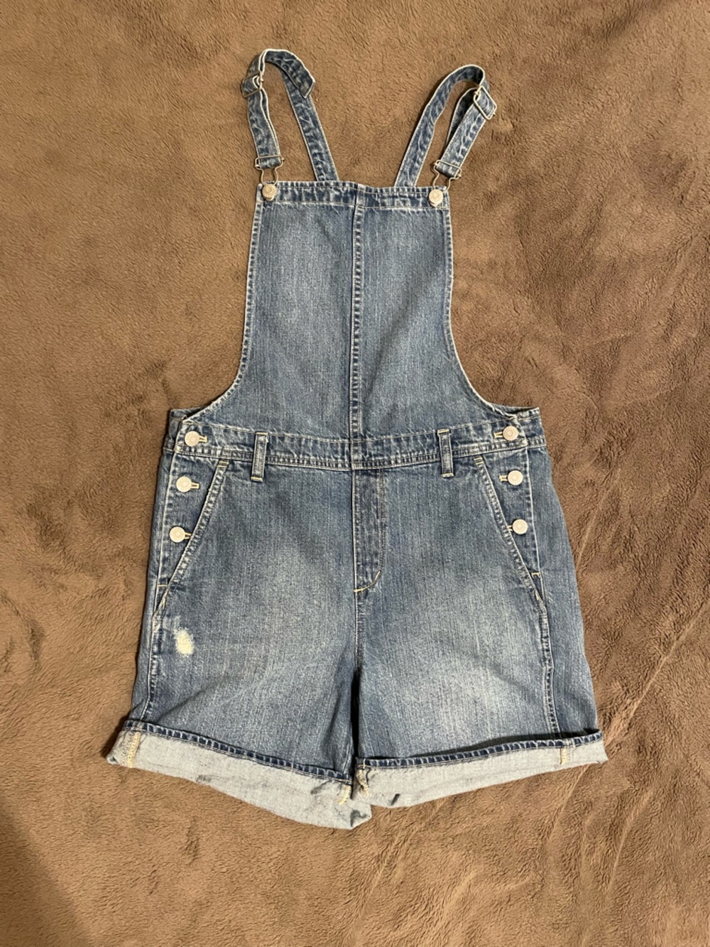 Madewell Denim Short Overalls in Light Blue